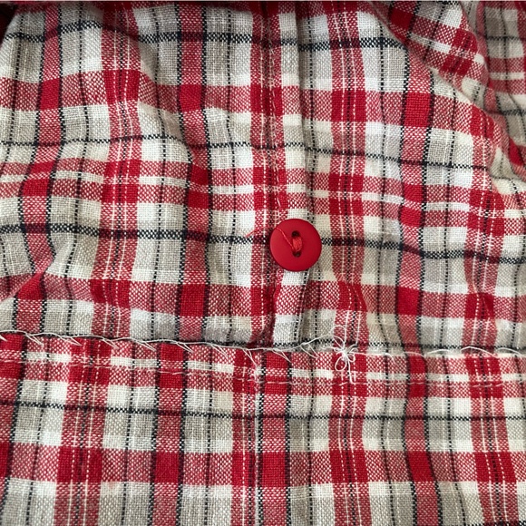 Strasburg Red Gray White Plaid Smocked Dress 4 - Picture 4 of 6